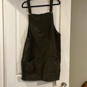 Green Corduroy Overall Dress